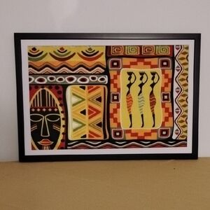 Vibrant African Art Print in Black Frame